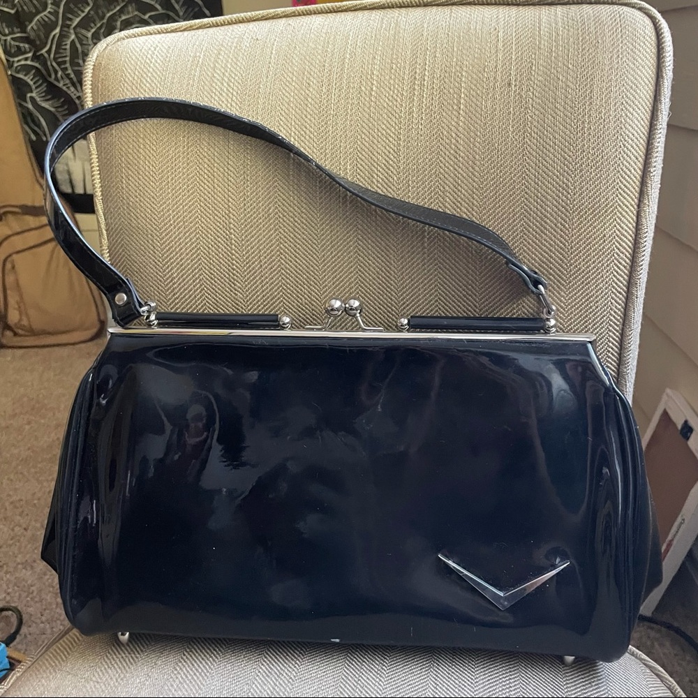 Lux De Ville chevron kiss lock purse